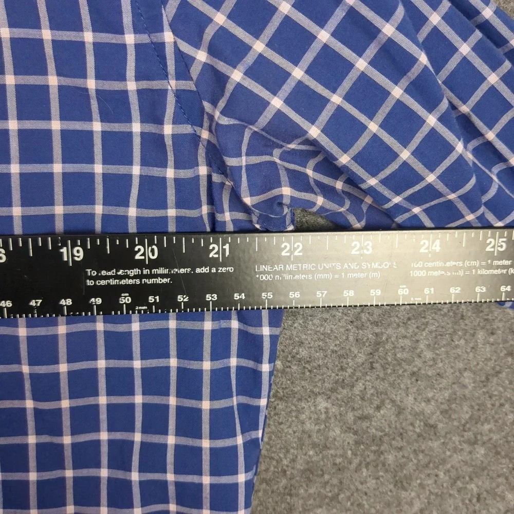 Banana Republic Mens M‎ Blue White Check Stretch Soft Wash Slim Fit Button Shirt